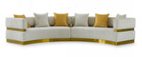 Divani Casa Kiva - Glam Beige + Gold Fabric Curved Sectional Sofa #76917