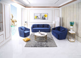 Divani Casa Palomar Modern Blue Velvet & Brass Sofa Set