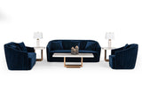 Divani Casa Palomar Modern Blue Velvet & Brass Sofa Set