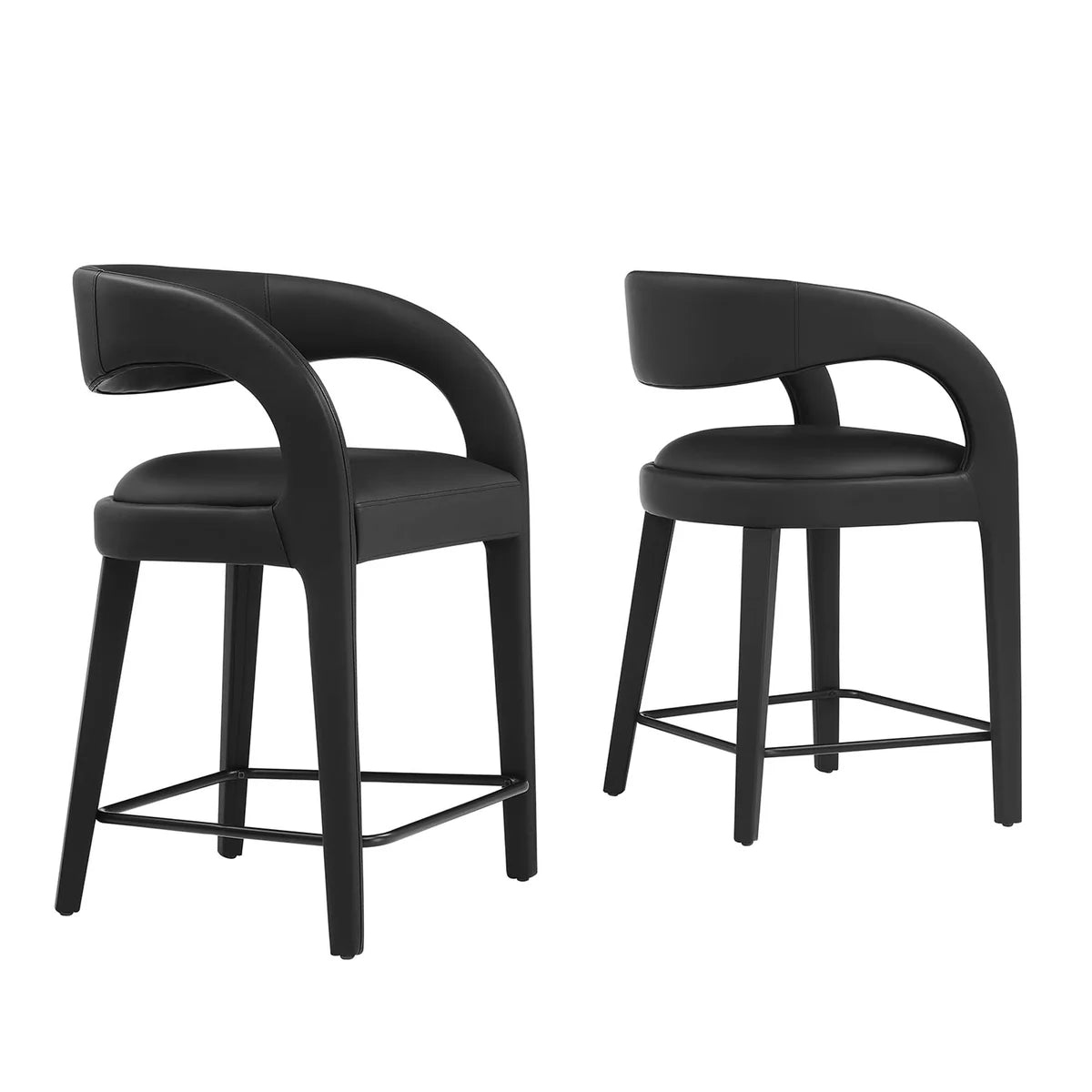 Pinnacle Vegan Leather Counter Stool S in Black Black