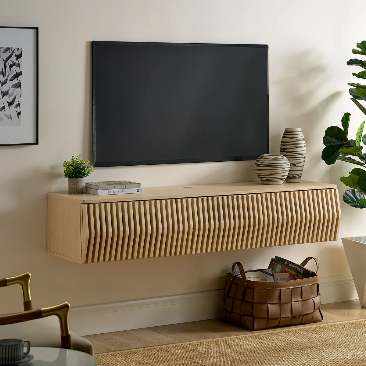Vaughn 64" Wall Mount TV Stand in Ash