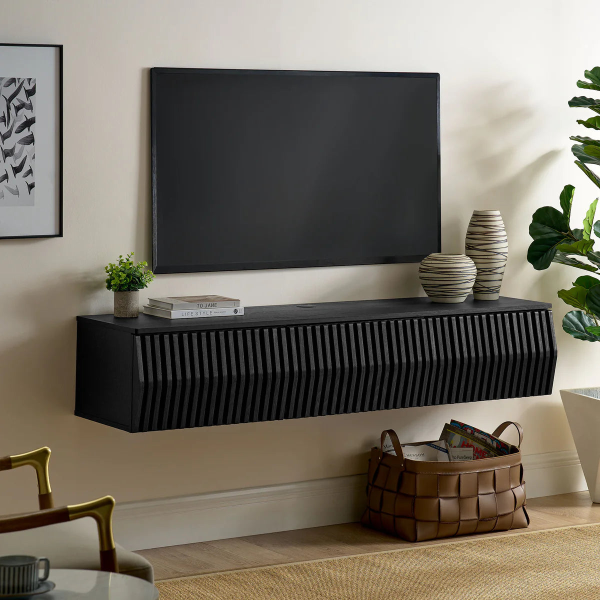 Vaughn 64" Wall Mount TV Stand in Ash