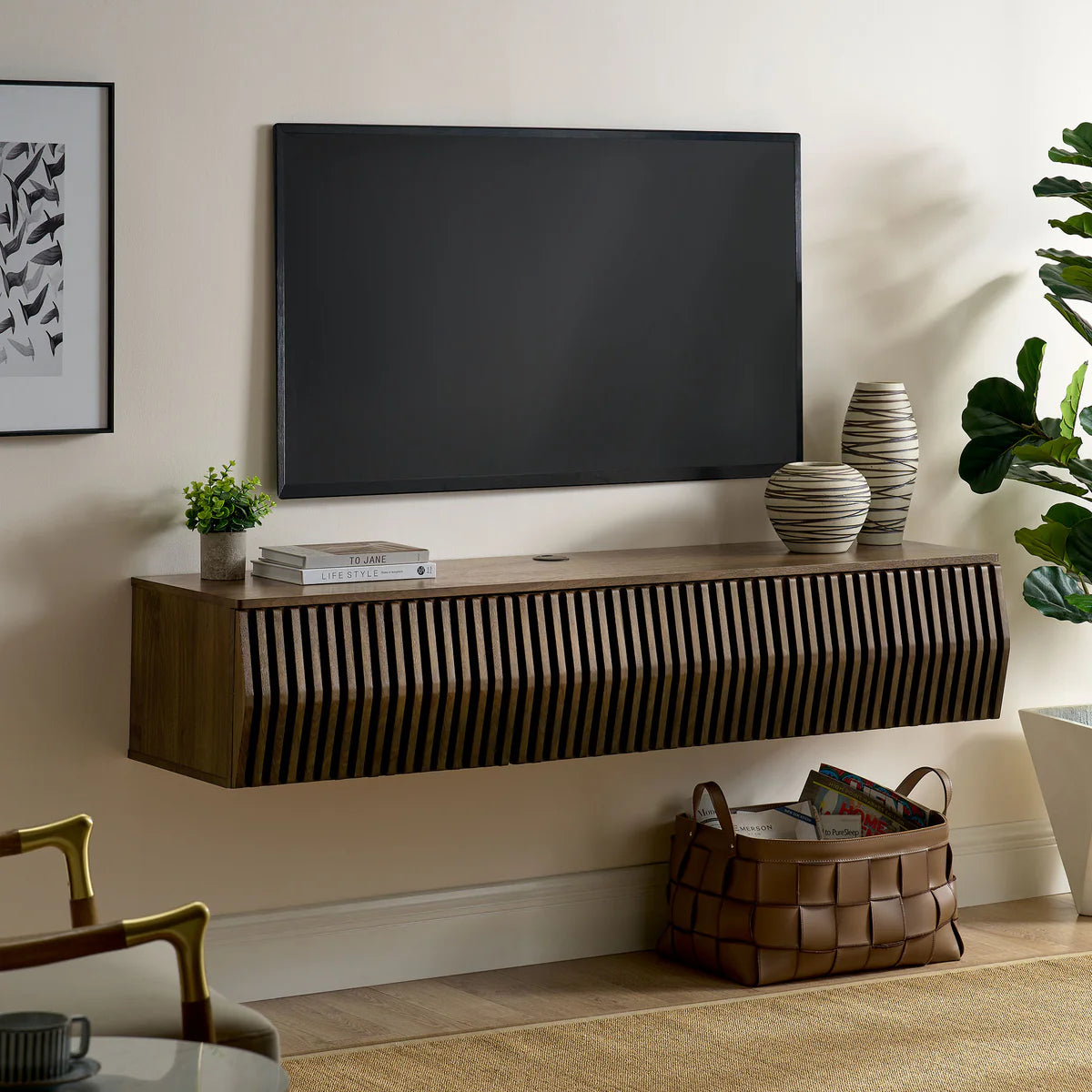Vaughn 64" Wall Mount TV Stand in Ash