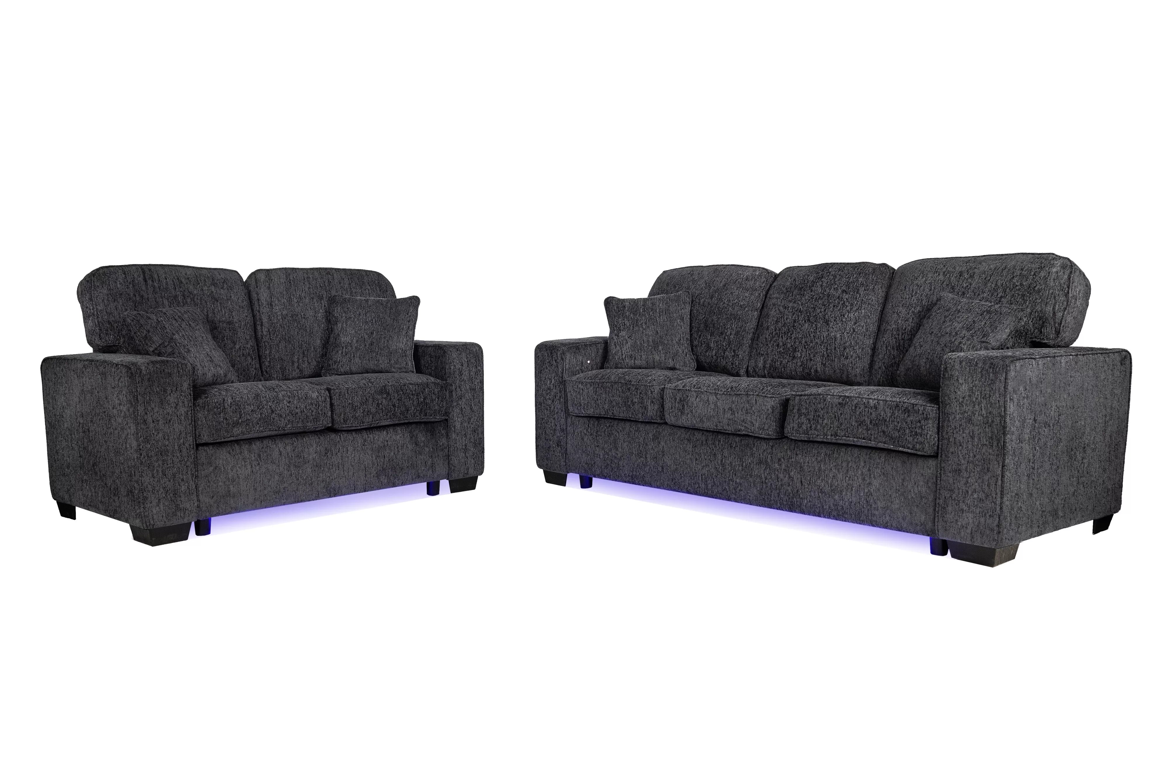 2-Piece Sofa Set-Built-In LED Lights Sofa & Loveseat