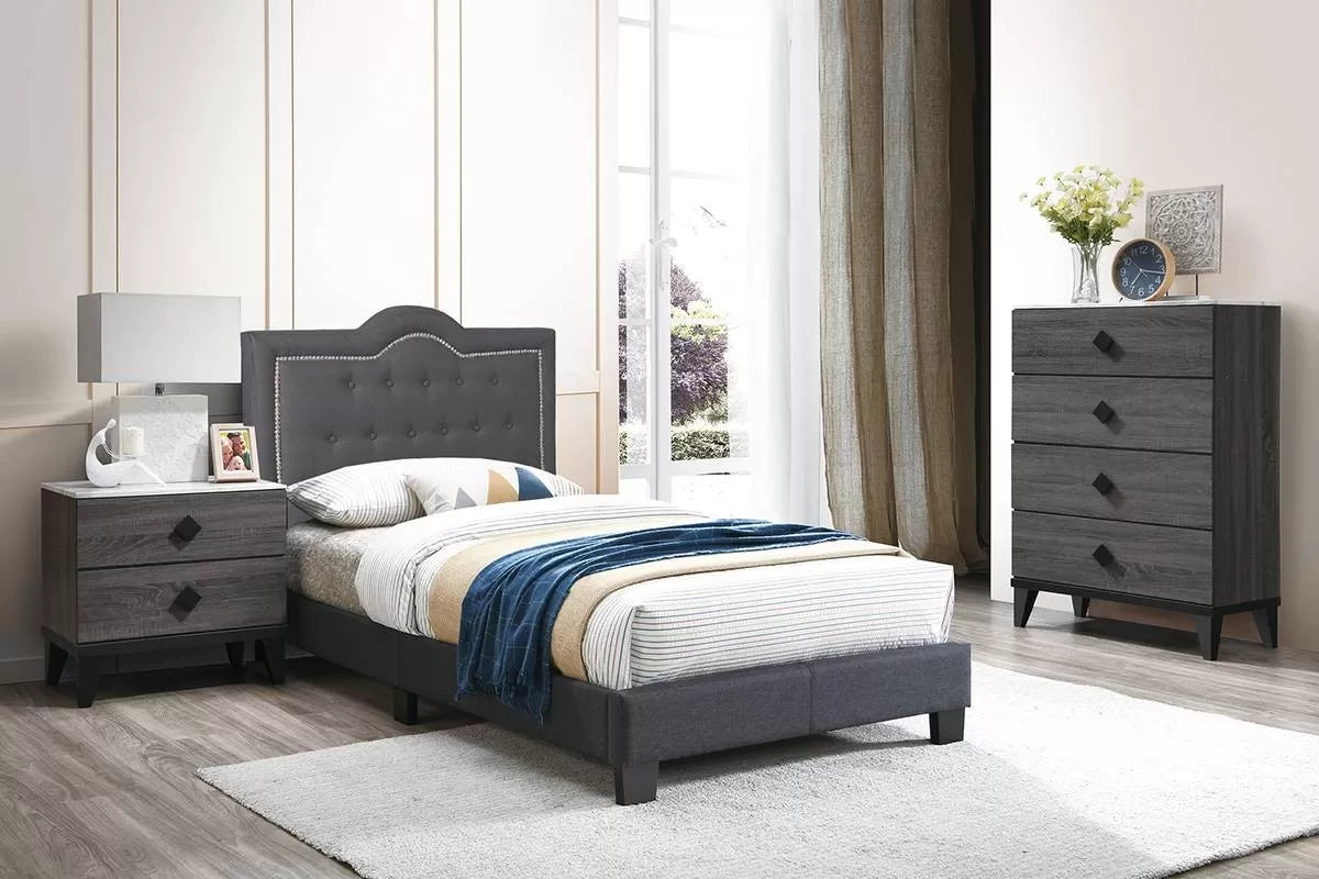 grey twin bed