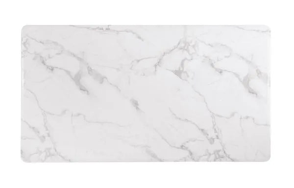 7pc White Marble Dining Set with Leathaire Chairs