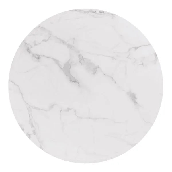 5pc White Marble Dining Set with Leathaire Chairs