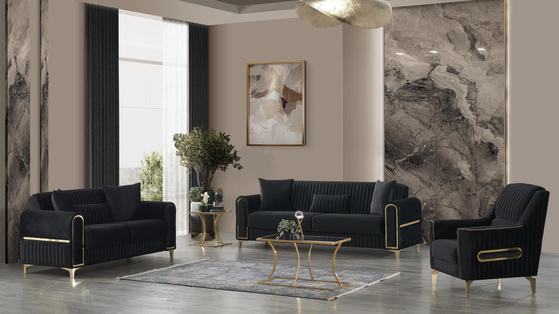 Melody Living Room Set Black