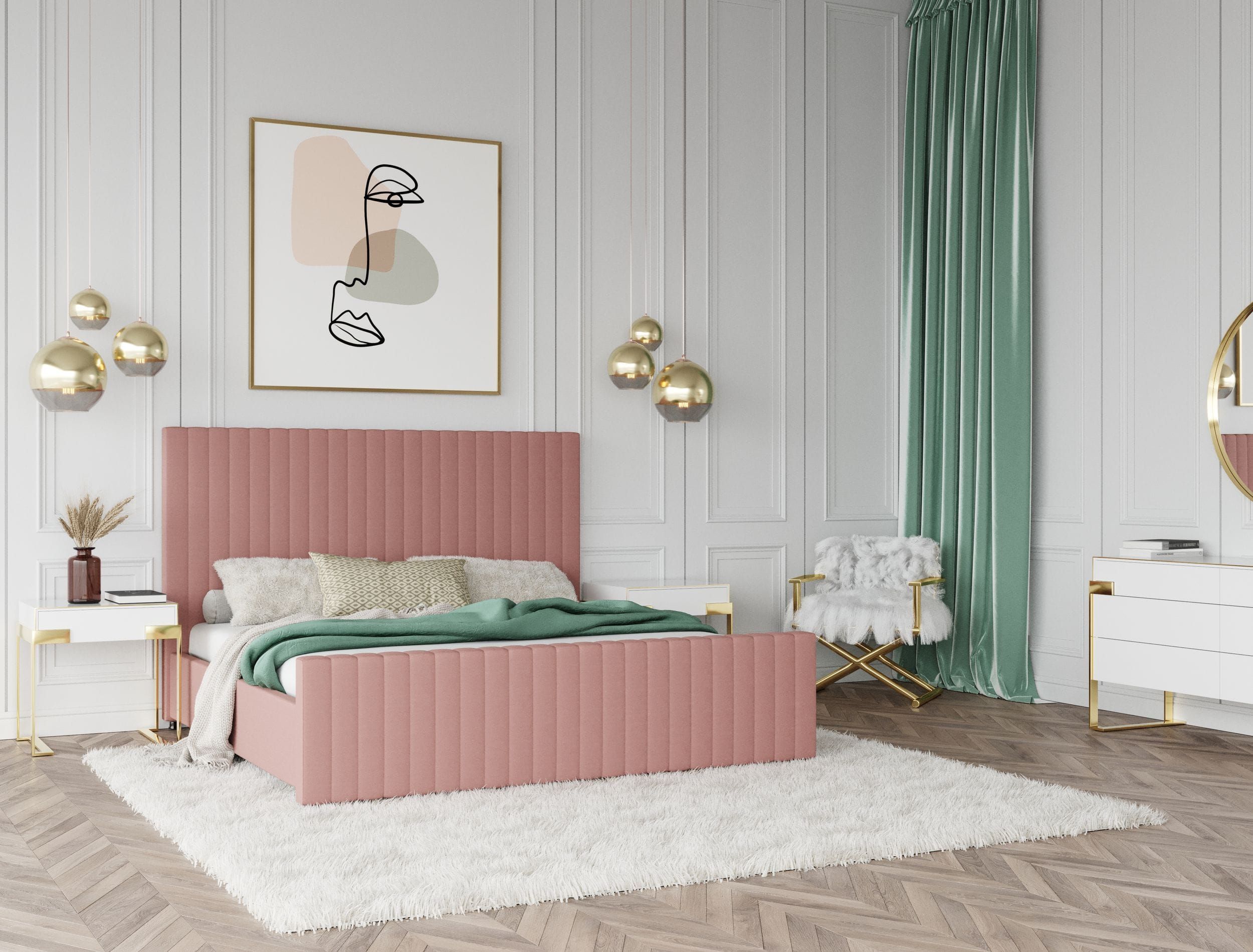 Modrest Beverly - Modern Mauve Velvet Bed