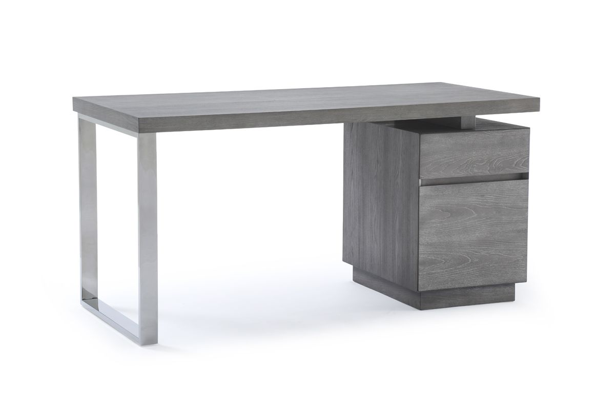 Modrest Carson Modern Grey Elm & Stainless Steel Office Desk