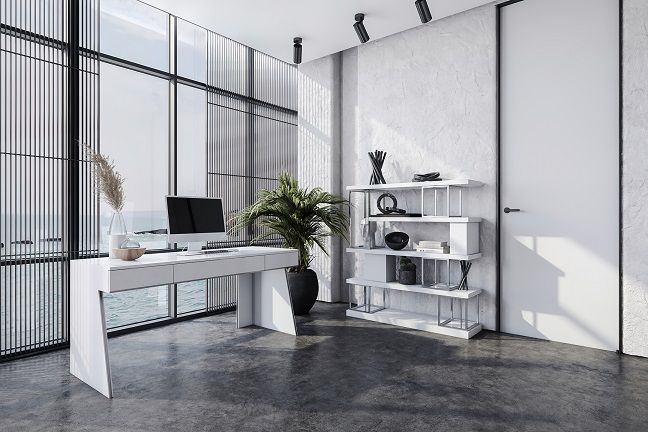 Modrest Chelsey- Modern White and Stainless Steel Desk