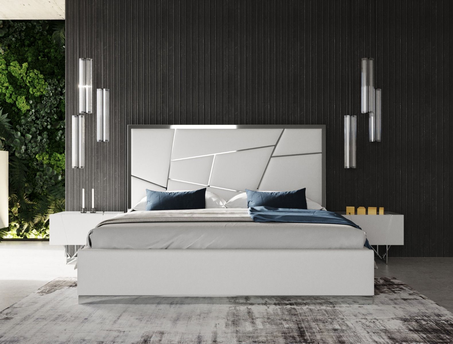 Modrest Chrysler Modern White Bonded Leather Bed