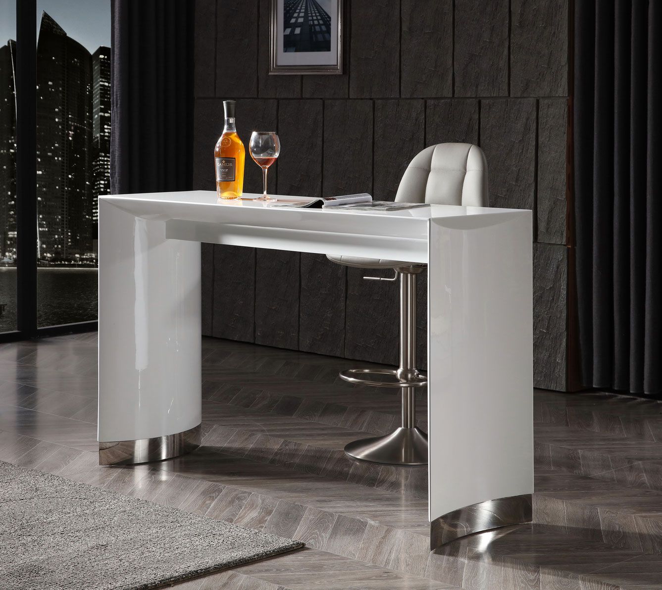 Modrest Corbett - Contemporary White Bar Table