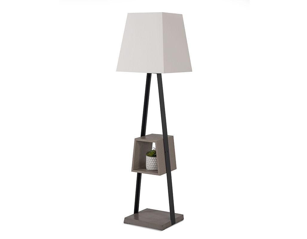 Modrest Cortez Modern Black Metal & Faux Concrete Floor Lamp