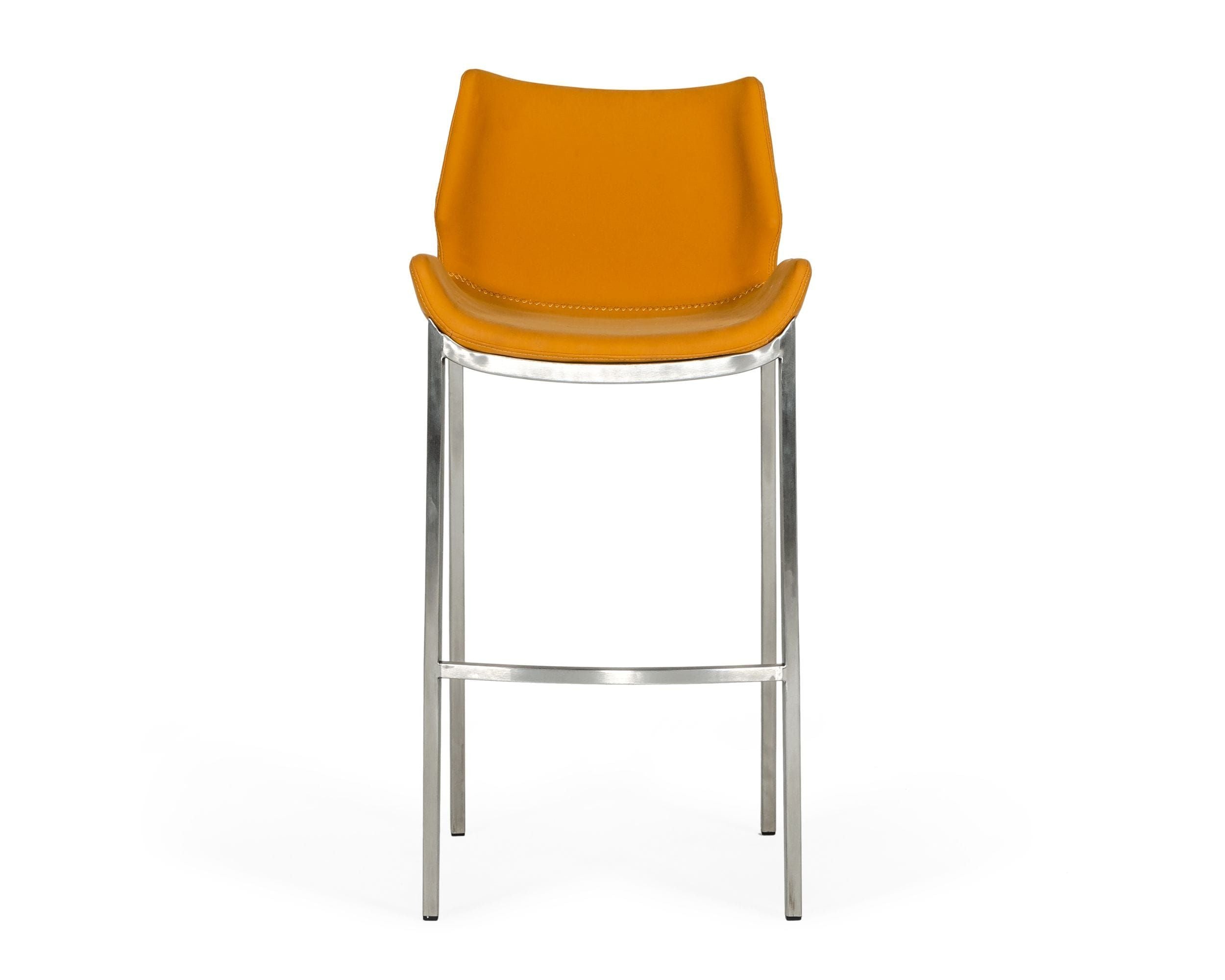 Modrest Dave - Modern Orange Leatherette Bar Stool (Set of 2)