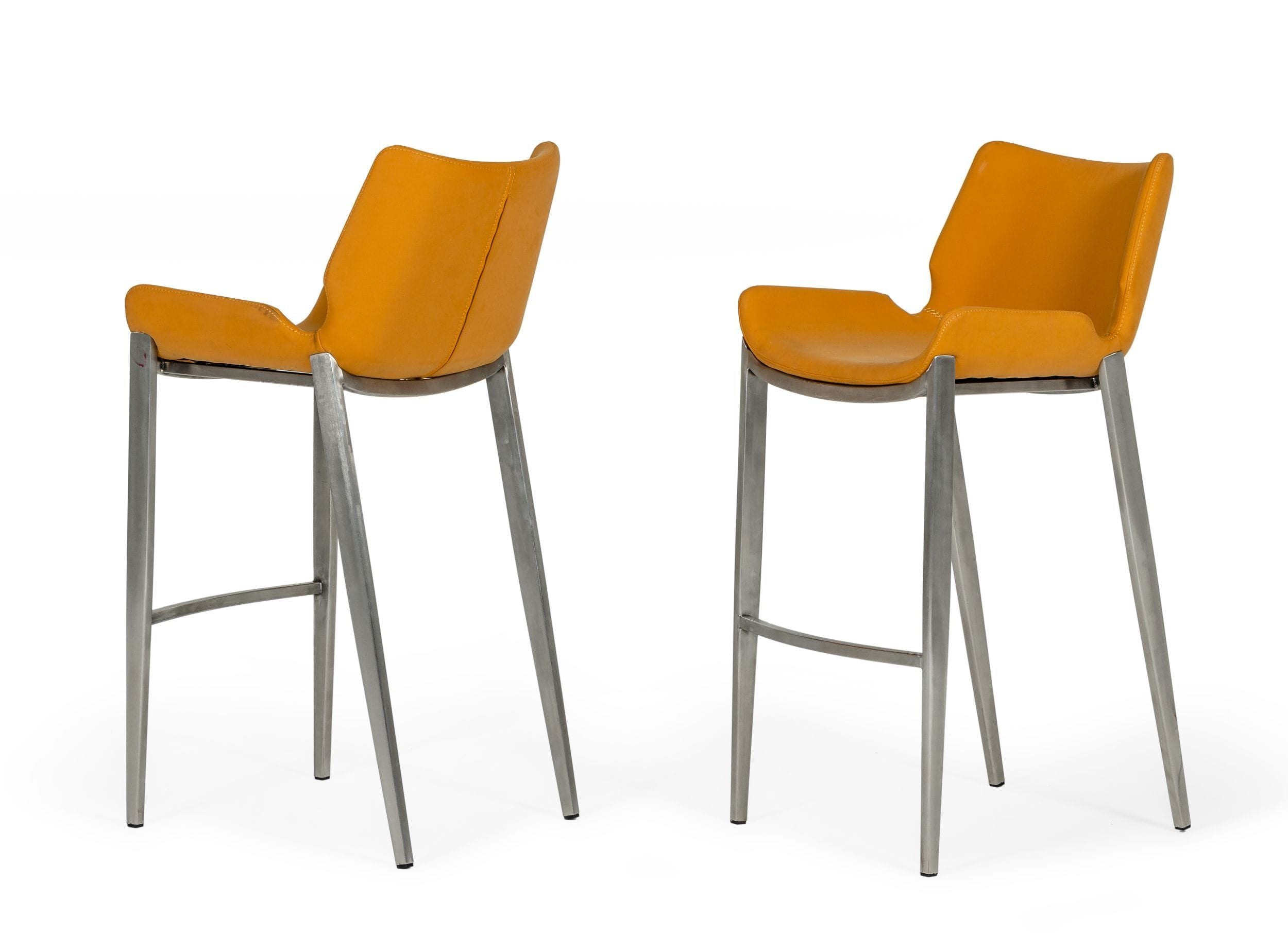 Modrest Dave - Modern Orange Leatherette Bar Stool (Set of 2)