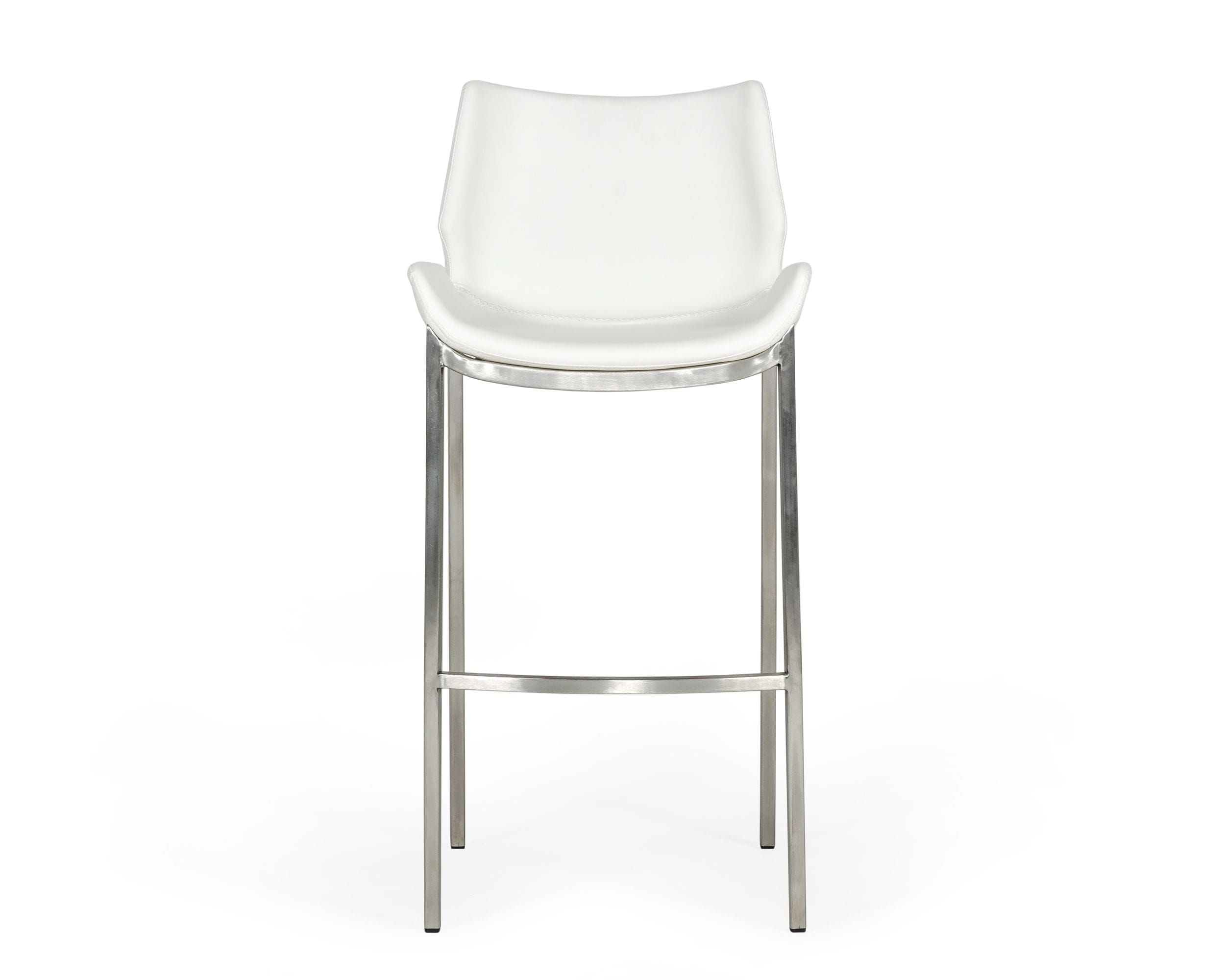 Modrest Dave - Modern White Leatherette Bar Stool (Set of 2)