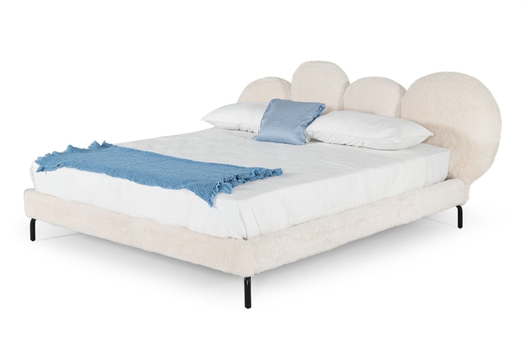 Modrest Destiny - Contemporary White Sherpa Bubble Bed Queen