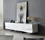 Modrest Duke - Modern White & Stainless Steel TV Stand