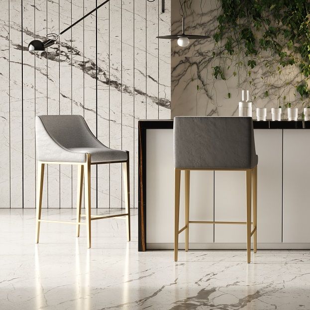 Modrest Fairview - Contemporary Grey + Brass Counter Stool