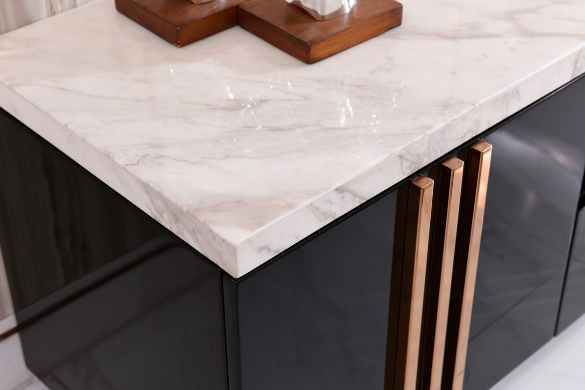 Modrest Kingsley Modern Marble & Rosegold TV Stand