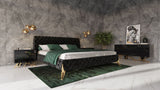 Modrest Legend Modern Black Velvet & Gold Bed