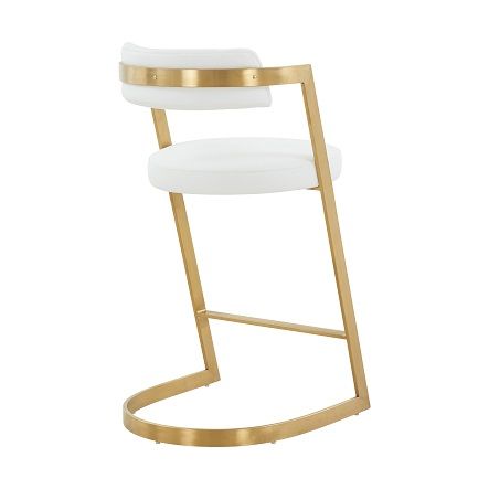 Modrest Shandra - White Leatherette & Gold Counter Stool