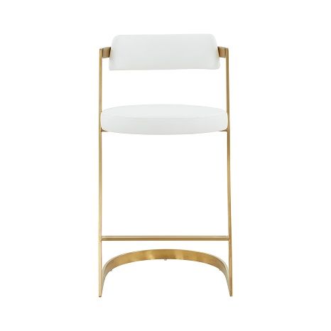 Modrest Shandra - White Leatherette & Gold Counter Stool