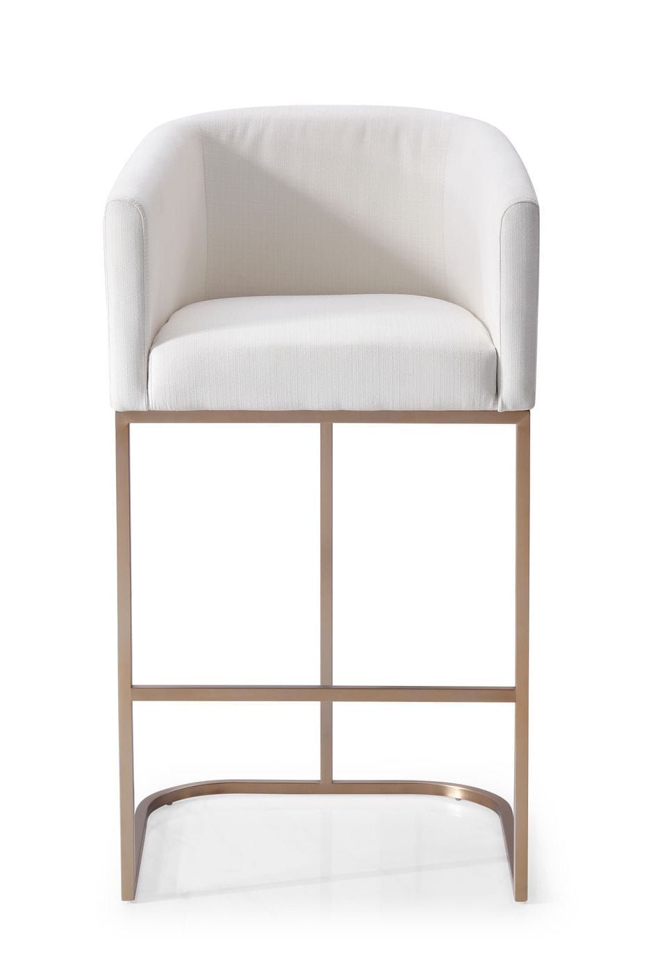 Modrest Yukon - Modern White Fabric & Brushed Bronze Bar Chair