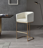 Modrest Yukon - Modern White Fabric & Brushed Bronze Bar Chair