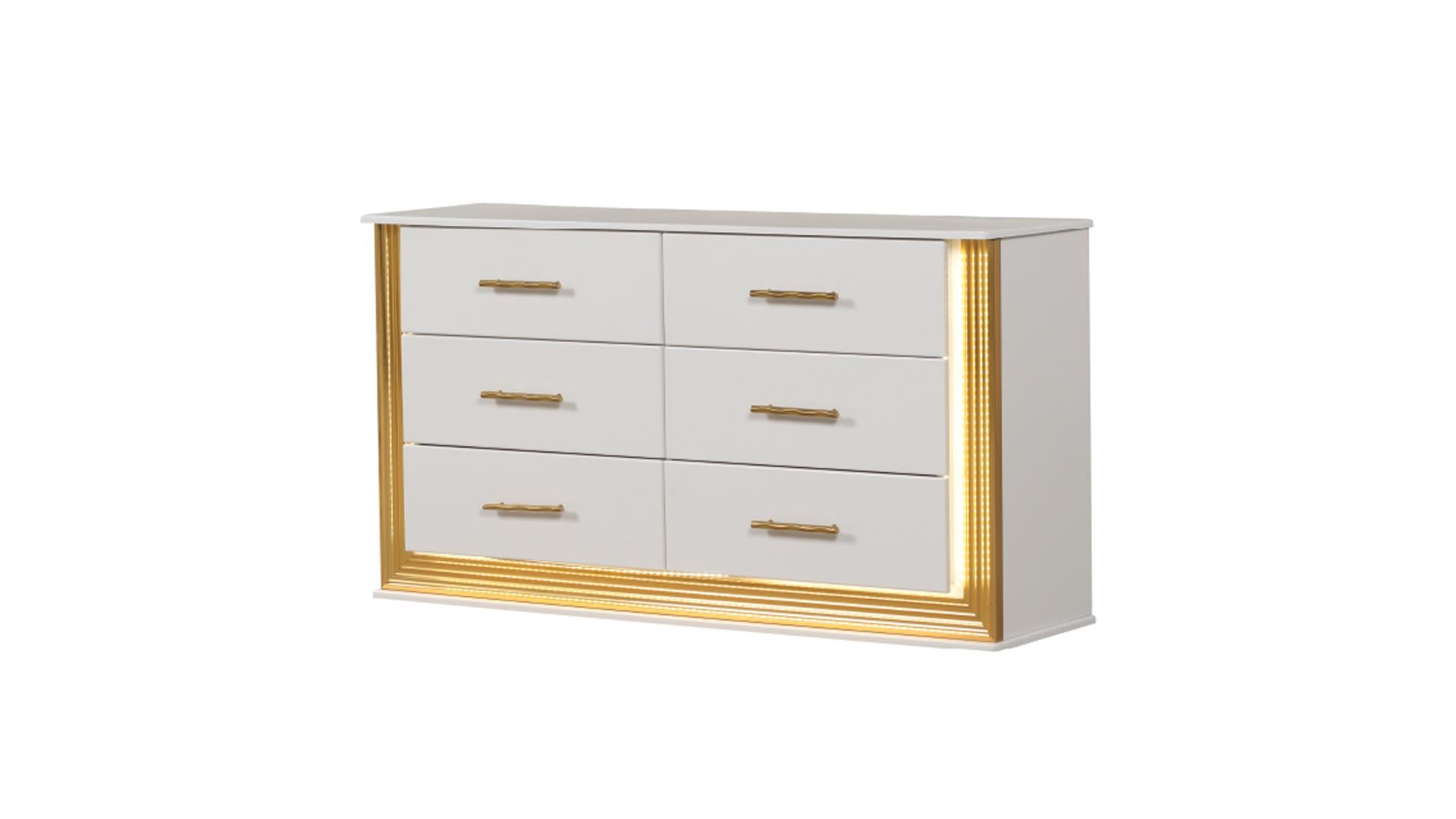 Obsession Bedroom set in White & Gold - 4 pc set