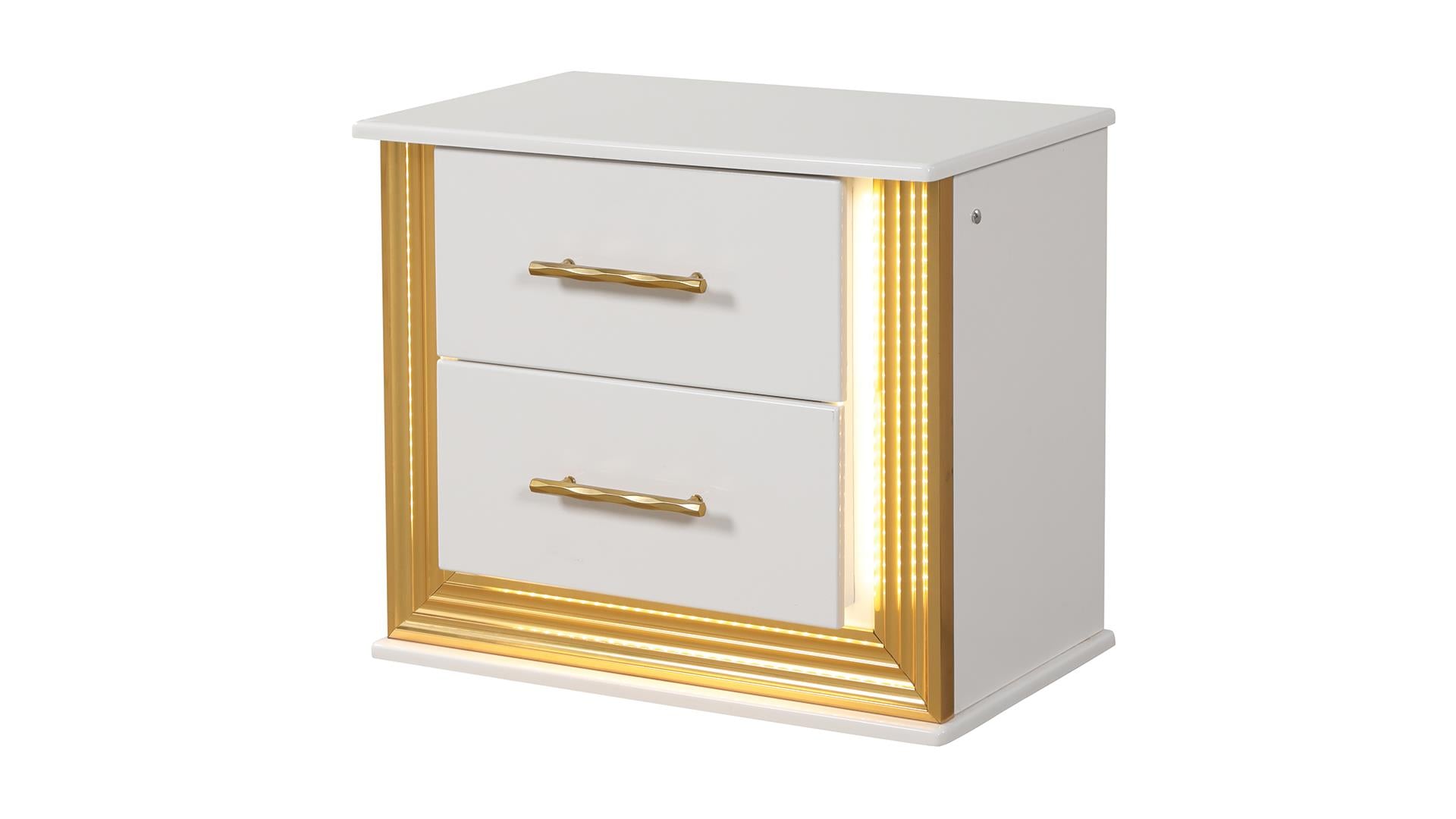 Obsession Bedroom set in White & Gold - 4 pc set