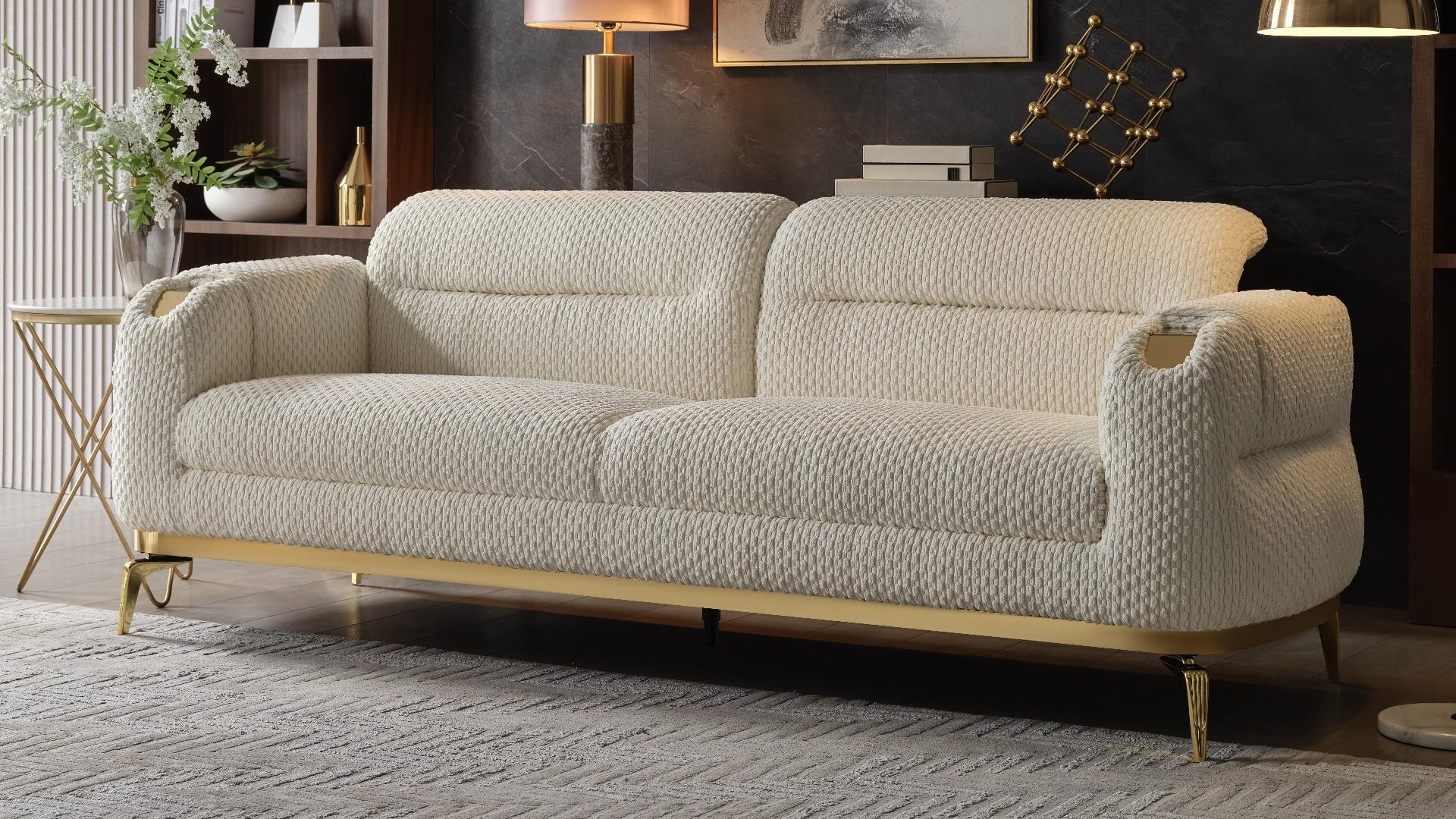 Zoe Living Room Set in Cream - 2 pc