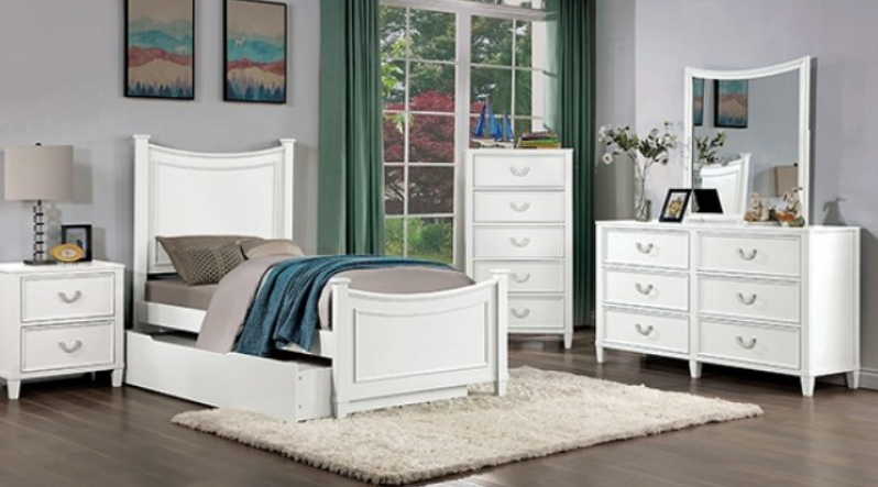Lycoris -4 Pc Twin Bedroom Set - White