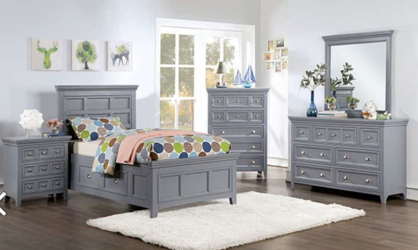 Castlile- 4 Pc Twin Bedroom Set - Grey