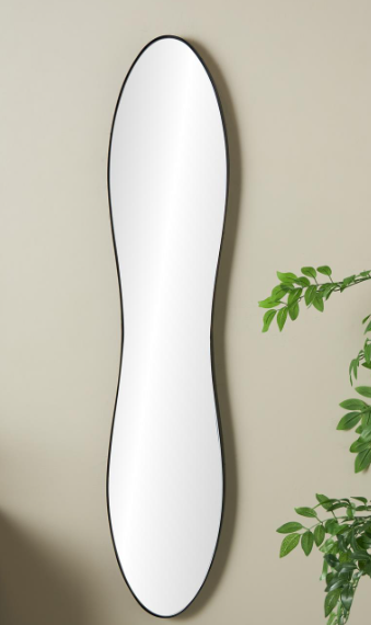 Black Metal Wavy Room Wall Mirror