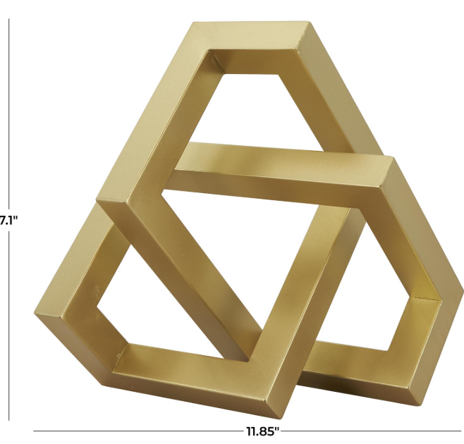 Gold Metal Geometric Abstract Shaped Decorative Sculpture