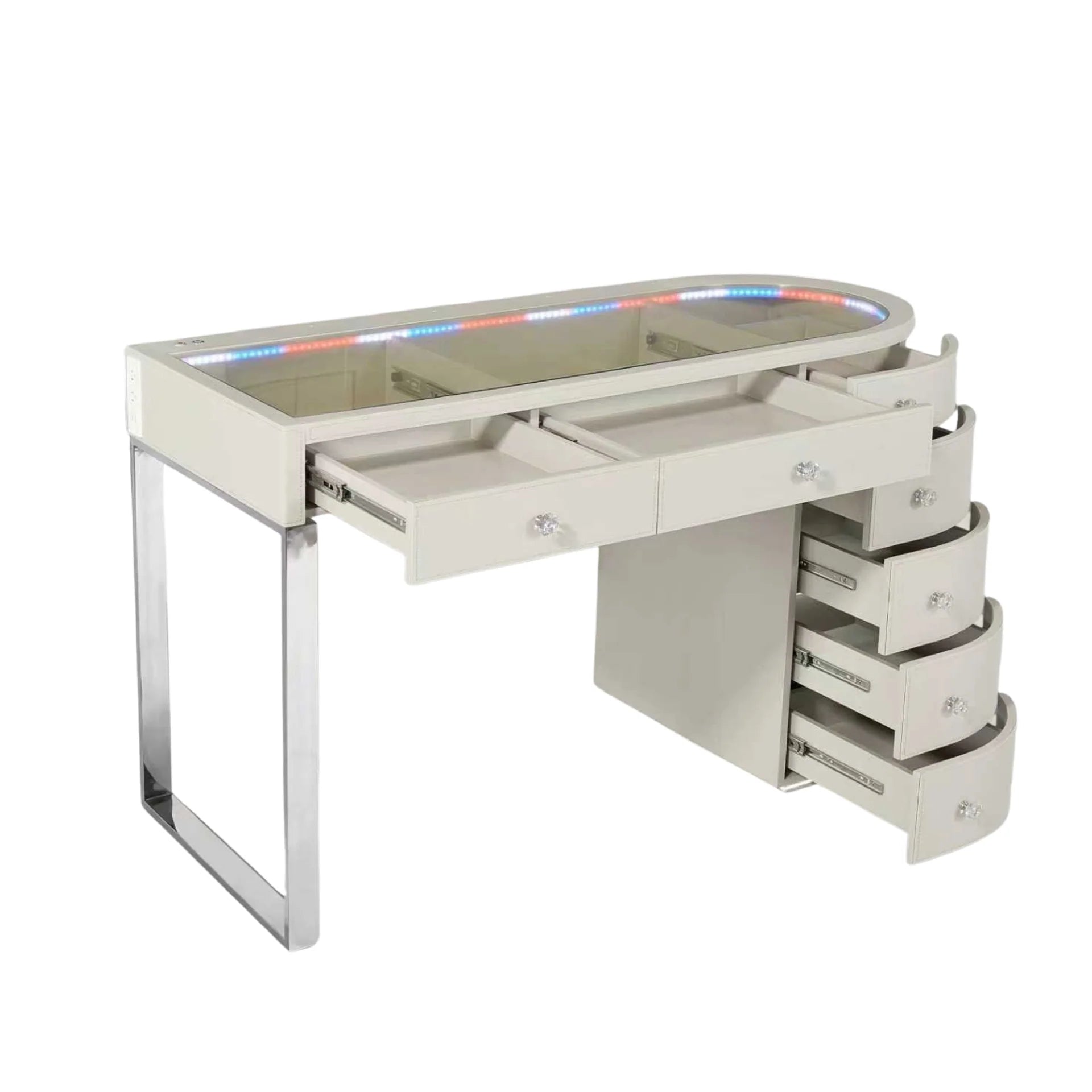 SlayStation® Skyra Faux Leather Premium Vanity Table w / RGB Light