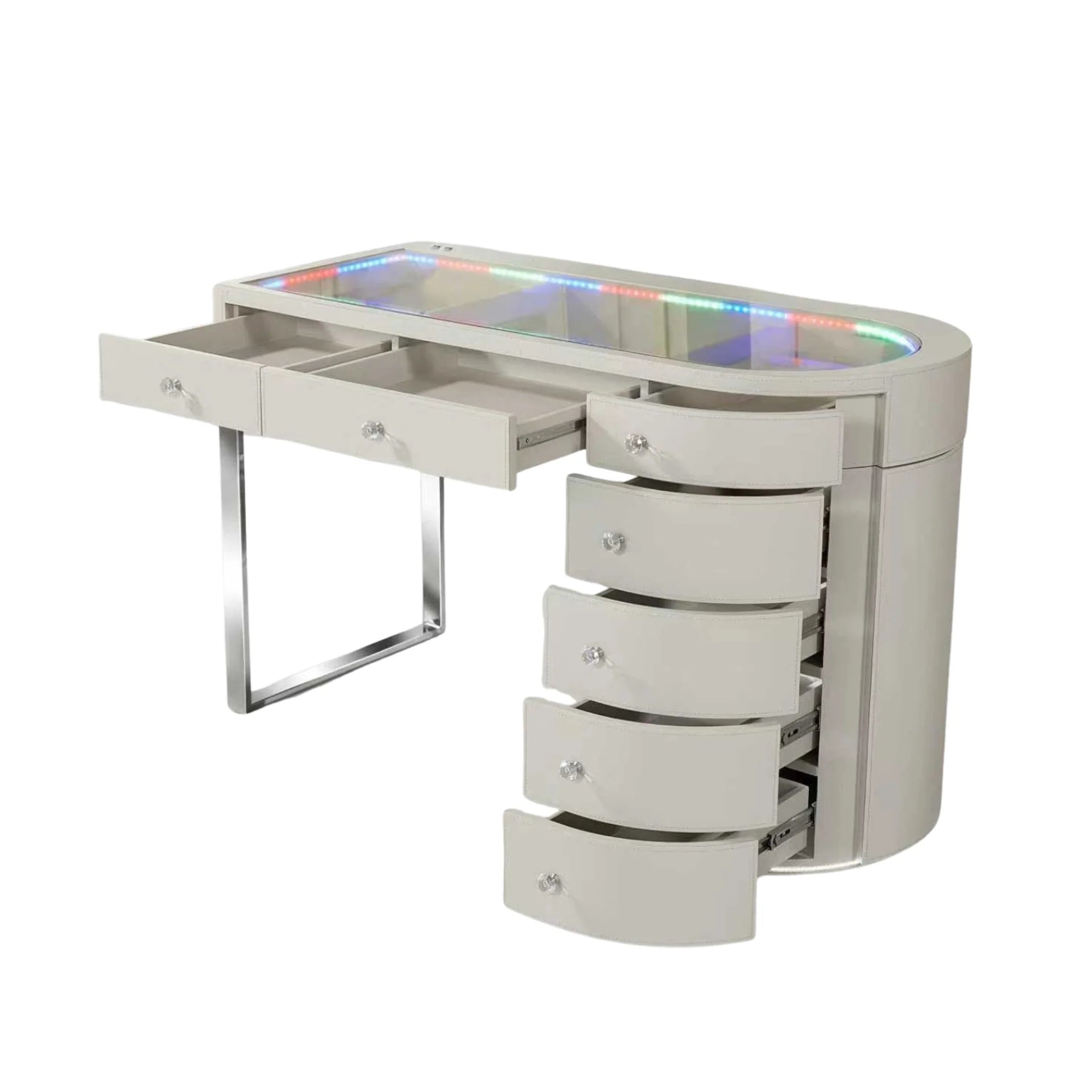 SlayStation® Skyra Faux Leather Premium Vanity Table w / RGB Light