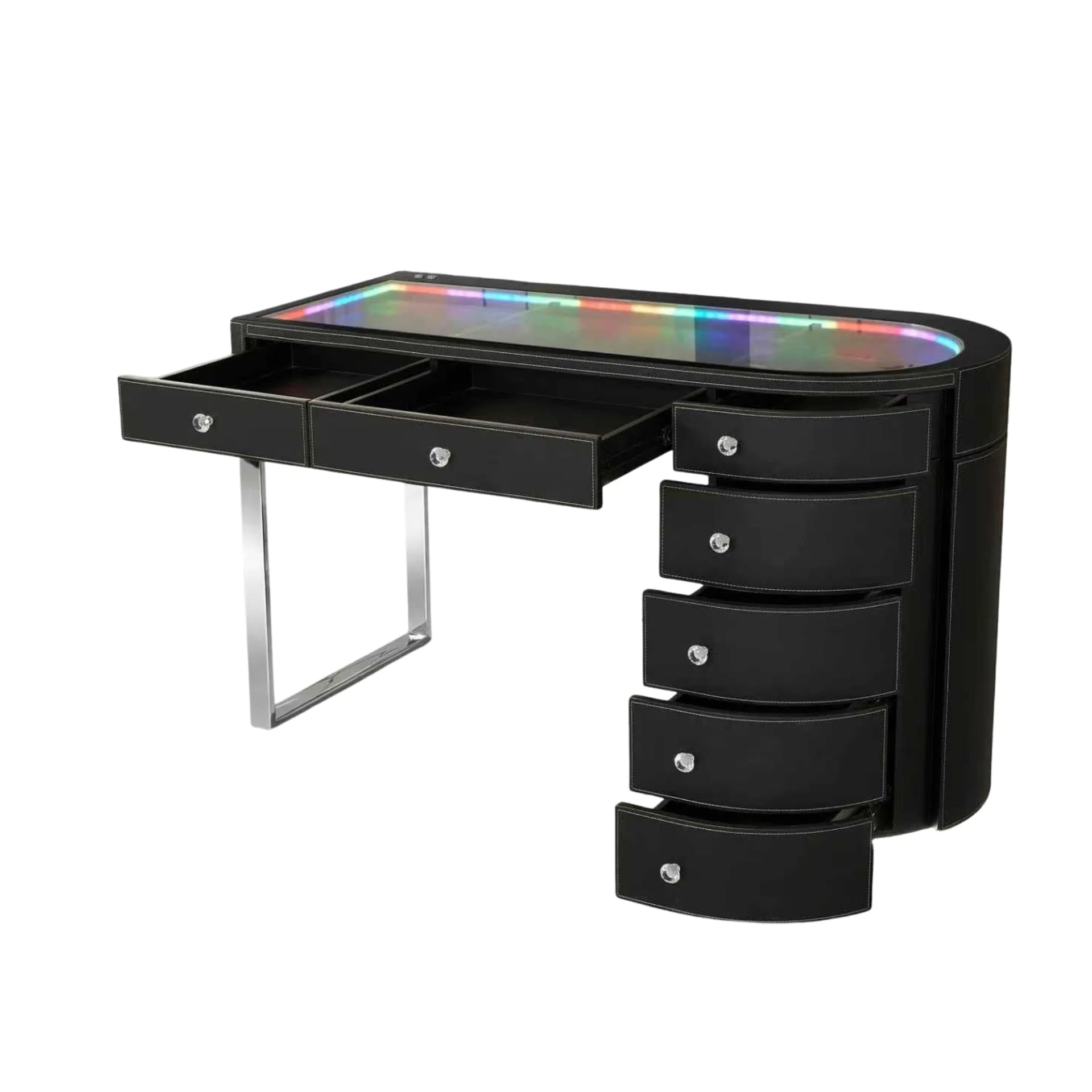 SlayStation® Skyra Faux Leather Premium Vanity Table w / RGB Light