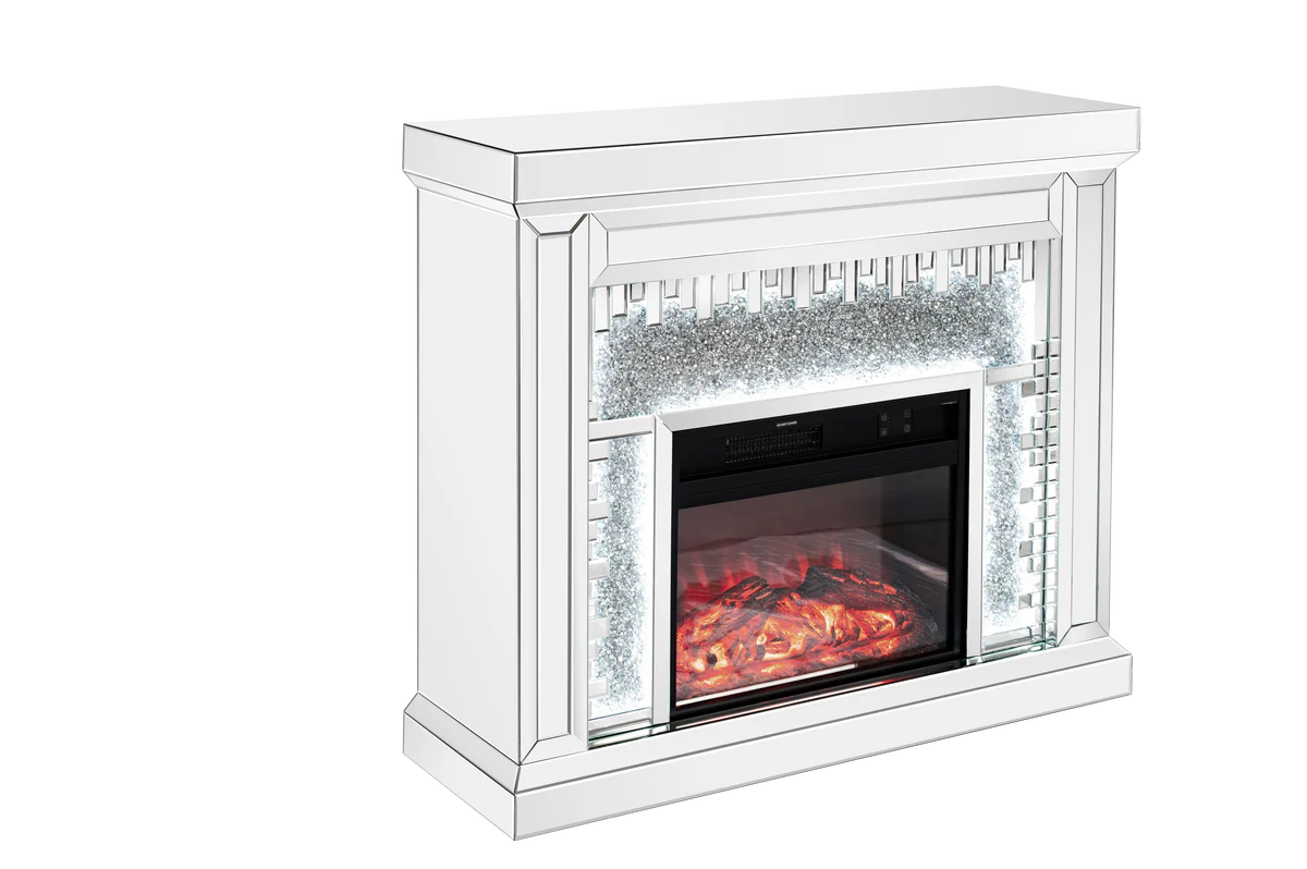 Crushed Diamonds LED Mirrored Fireplace