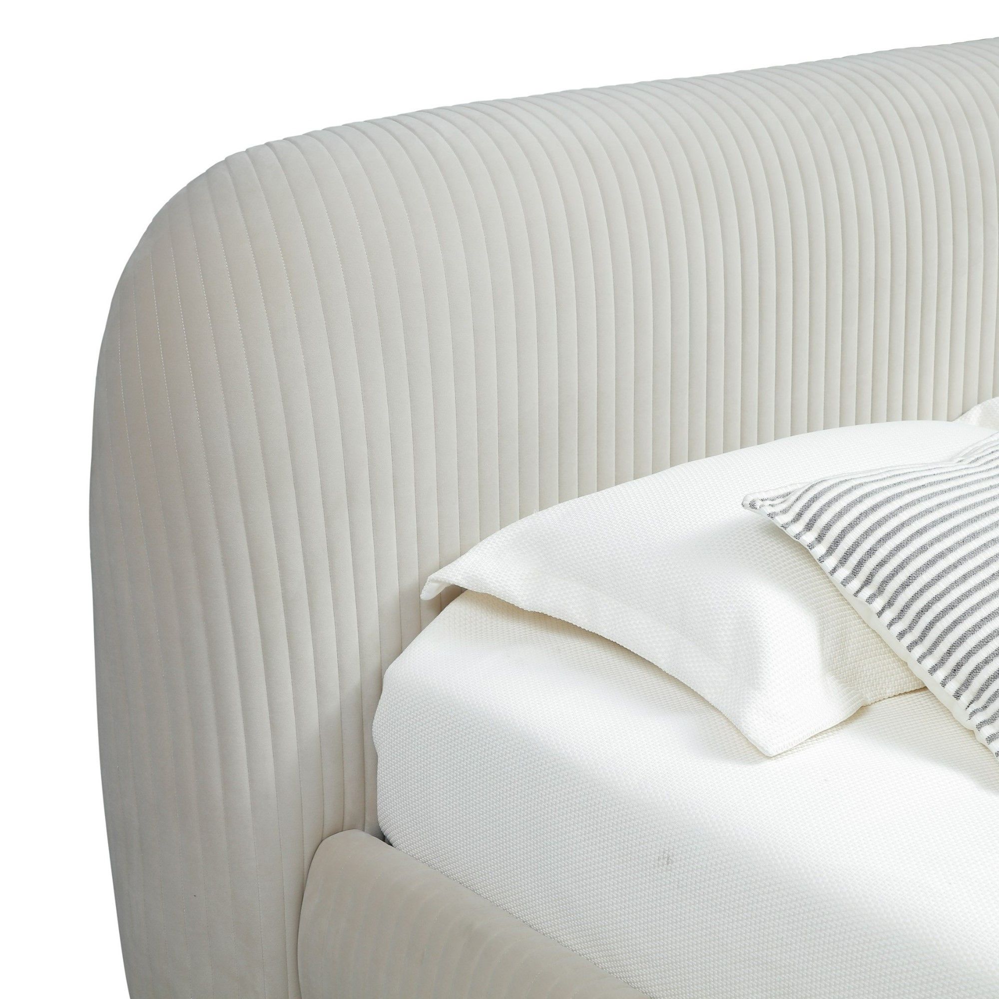 Hortman - Modern Off-White Fabric Bed