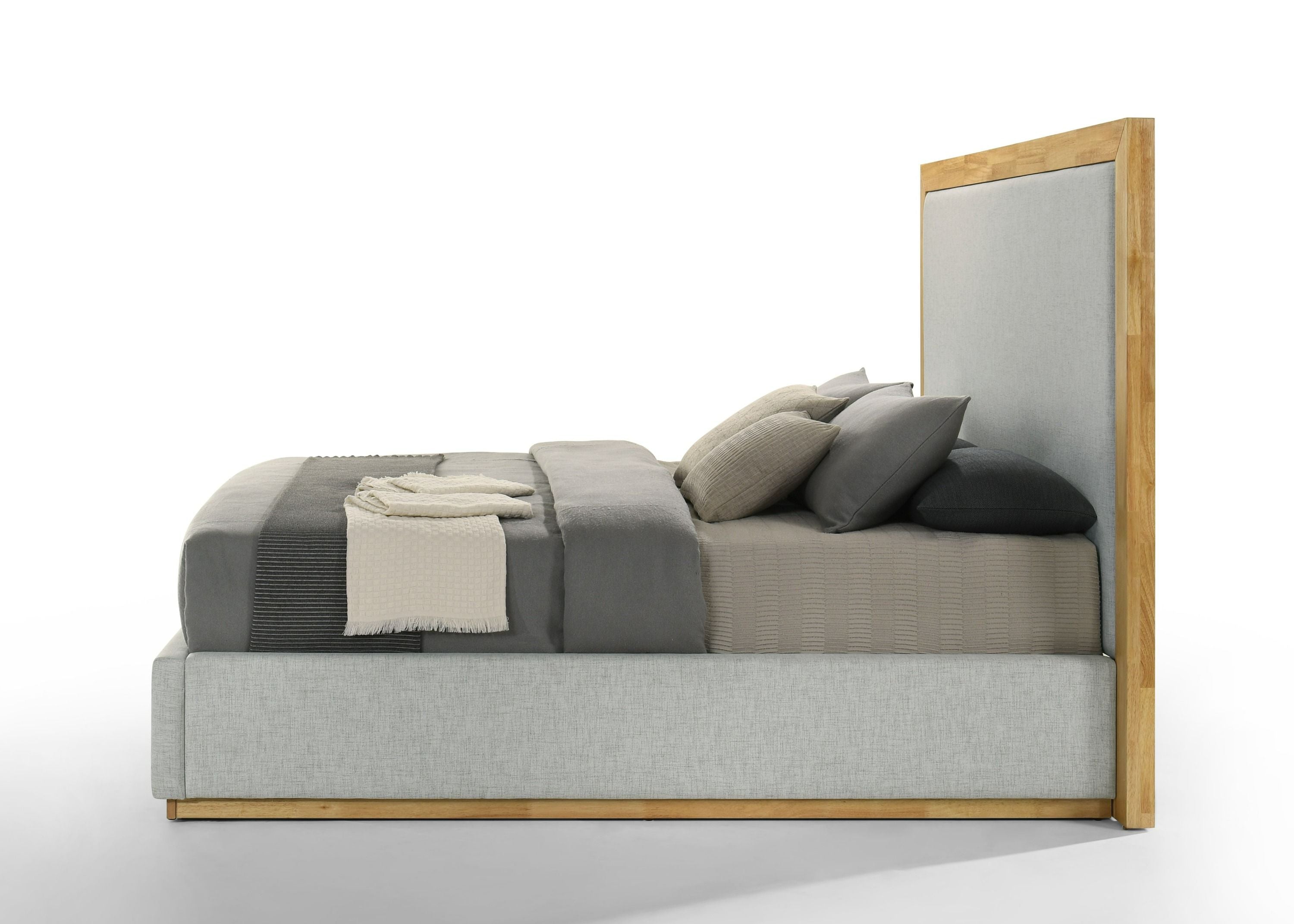 Nova Domus Santa Barbara - Modern Grey Fabric + Natural Bed