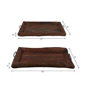 HATCHERMILL SET OF 2 BROWN TRAY 3 (IN)