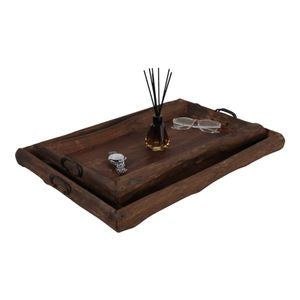 HATCHERMILL SET OF 2 BROWN TRAY 3 (IN)