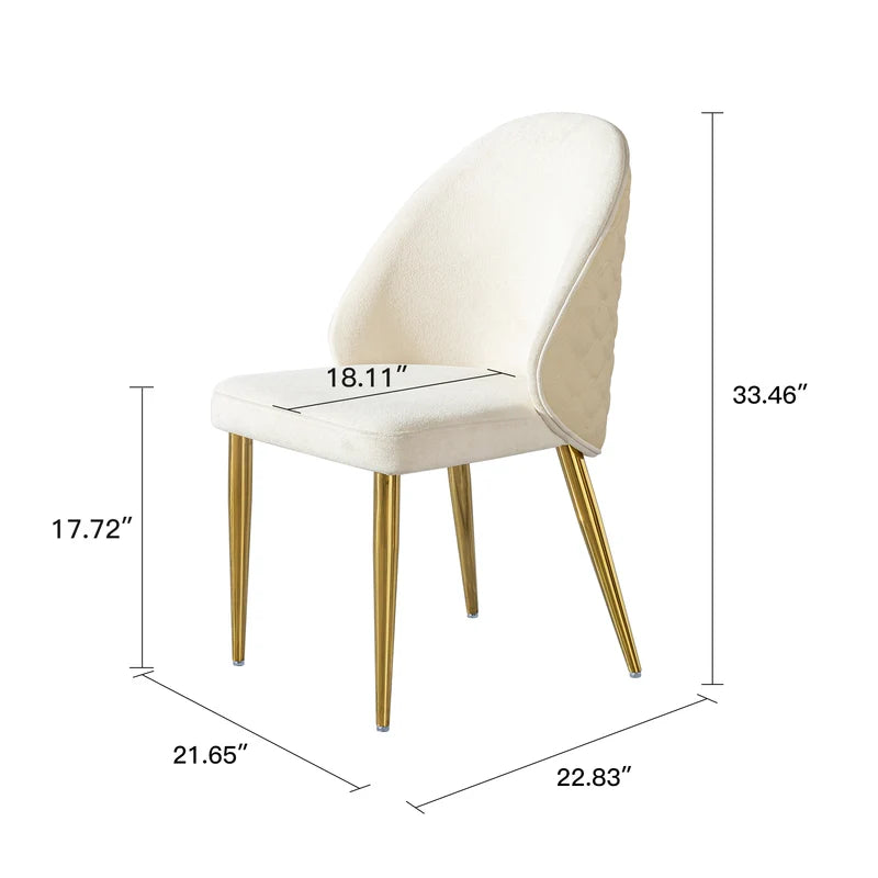 Modern Dining room chair stainless steel legs light yellow PU leather of back cushion & beige velvet of front cushion