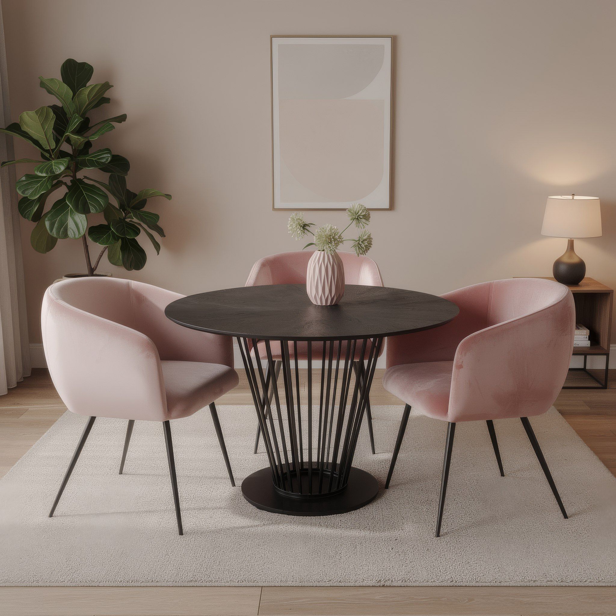 Conroy + Luzerne - Modern Black + Pink Dining Table Set
