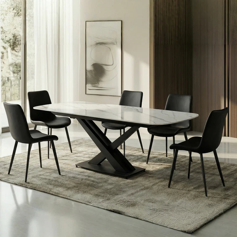Extendable dining table with sintered stone top- TABLE ONLY