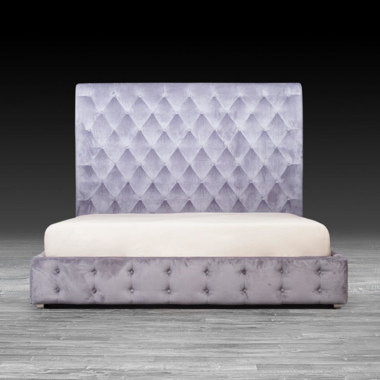 Elegant Velvet Gray Bed (20%off)