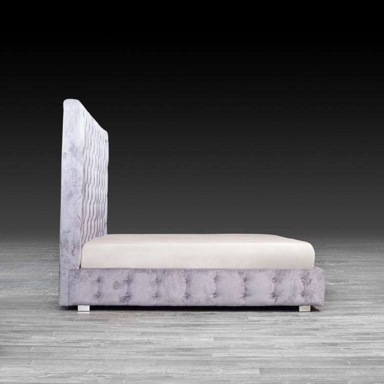 Elegant Velvet Gray Bed (20%off)